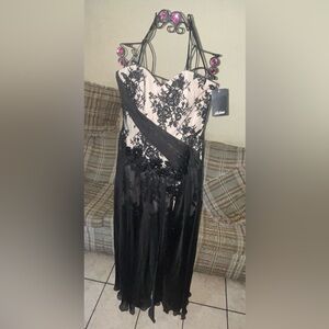 La Femme embroidered sheer Prom dress